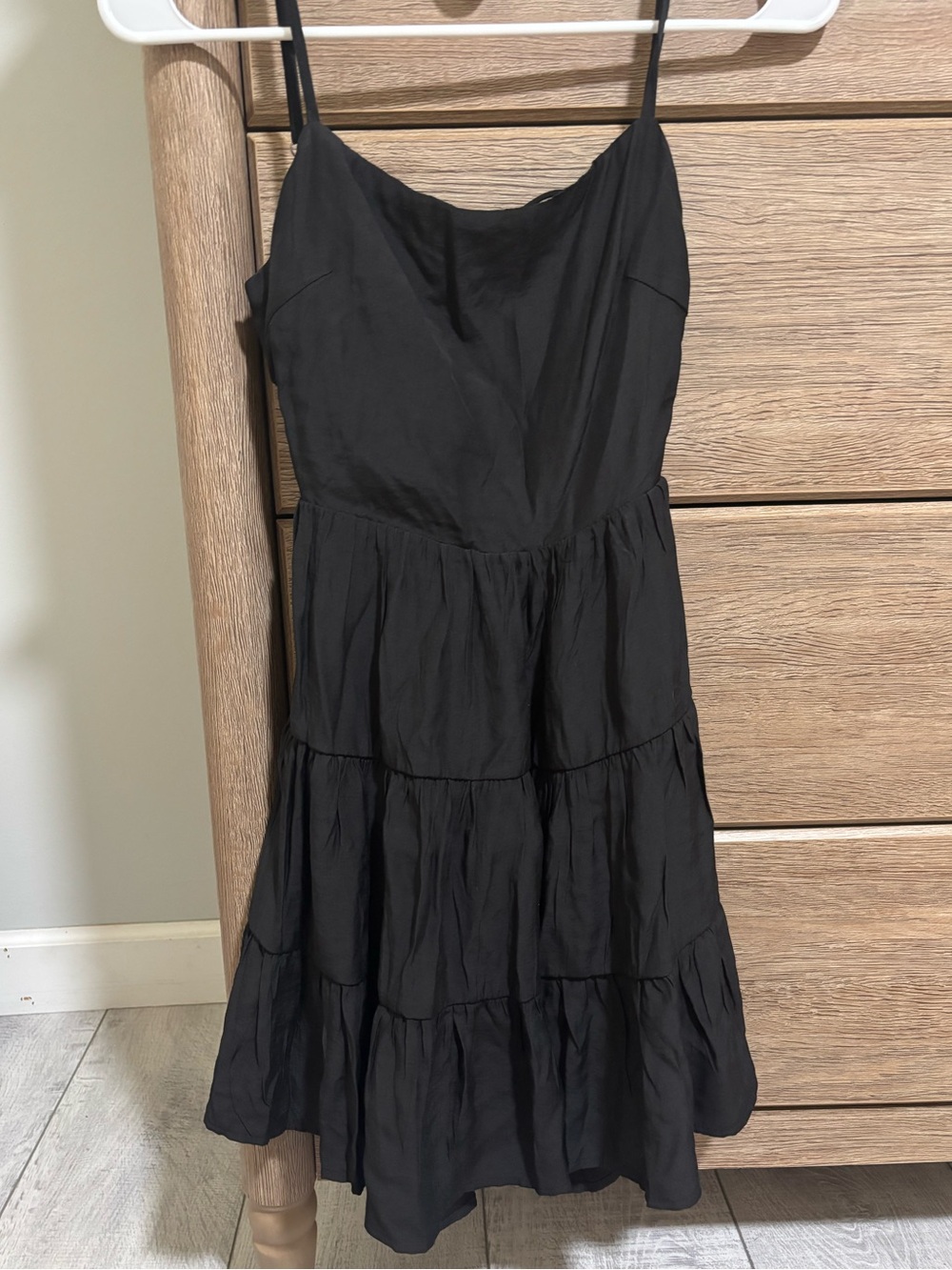 Princess Polly Black Tiered Spaghetti-Strap Mini Dress